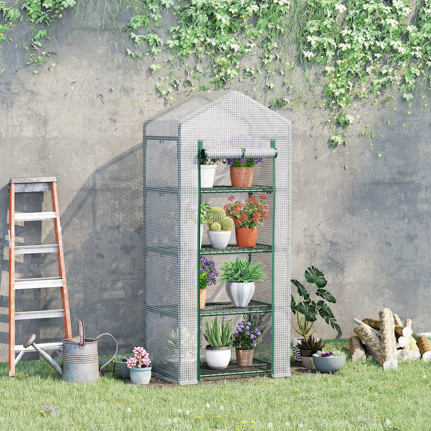4 Tier Mini Greenhouse, Portable Compact Green House