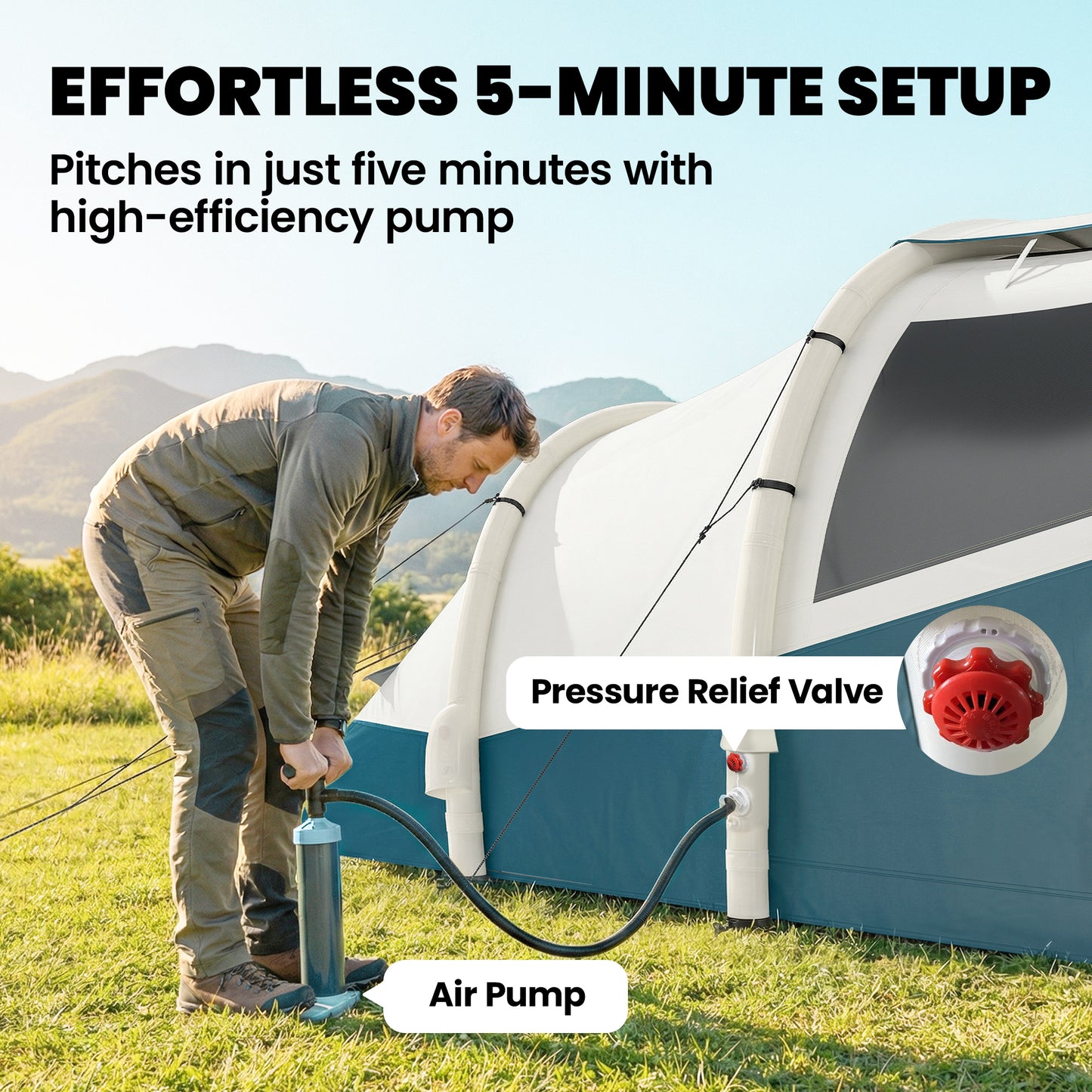 Inflatable Camping Tent w/ Air Pump