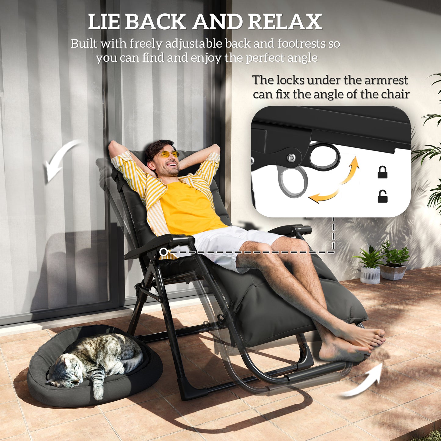 2 Piece Reclining Zero Gravity Sun Loungers with Cushions