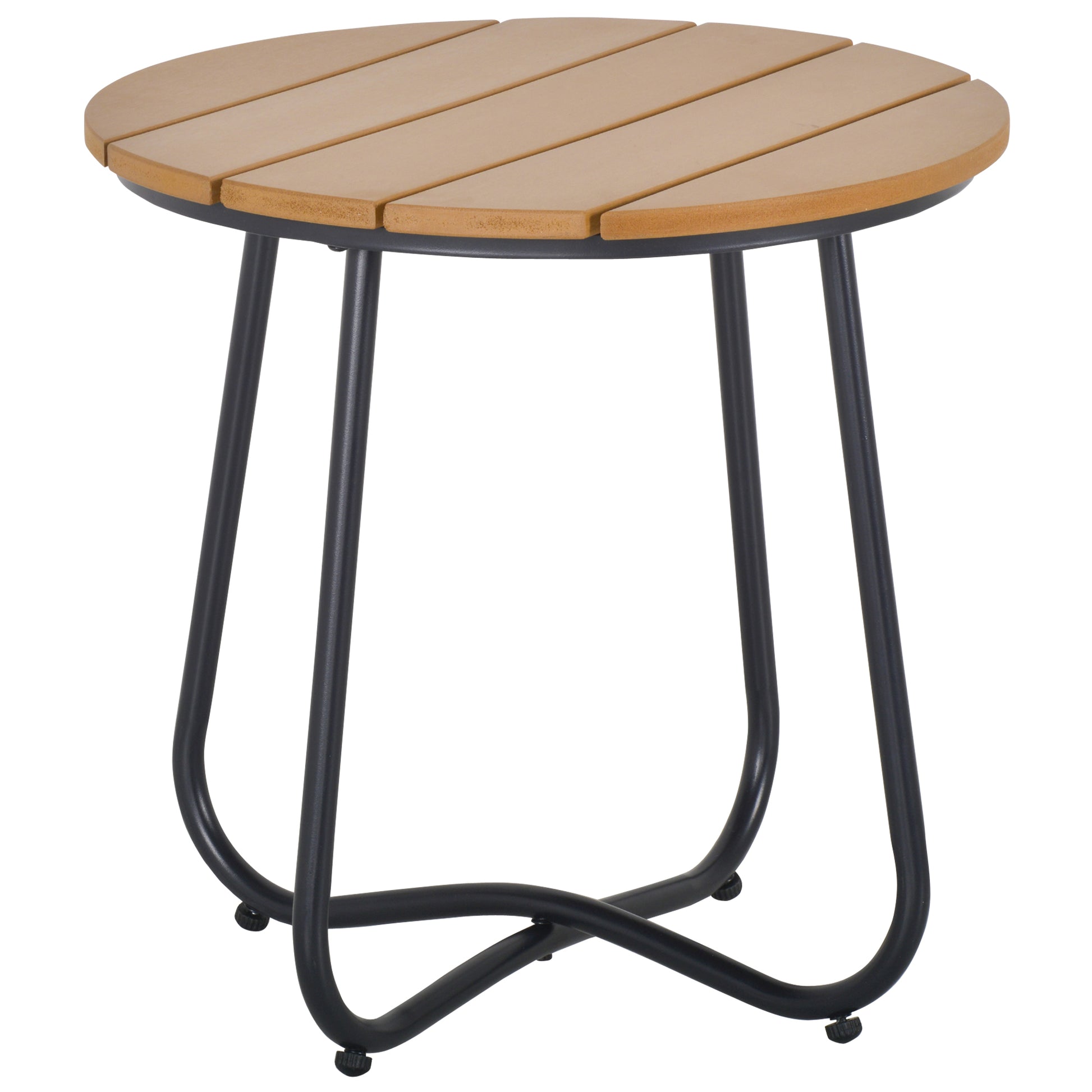Round Outdoor Side Table Adjustable Leg Pads Garden Table 49 x 49 x