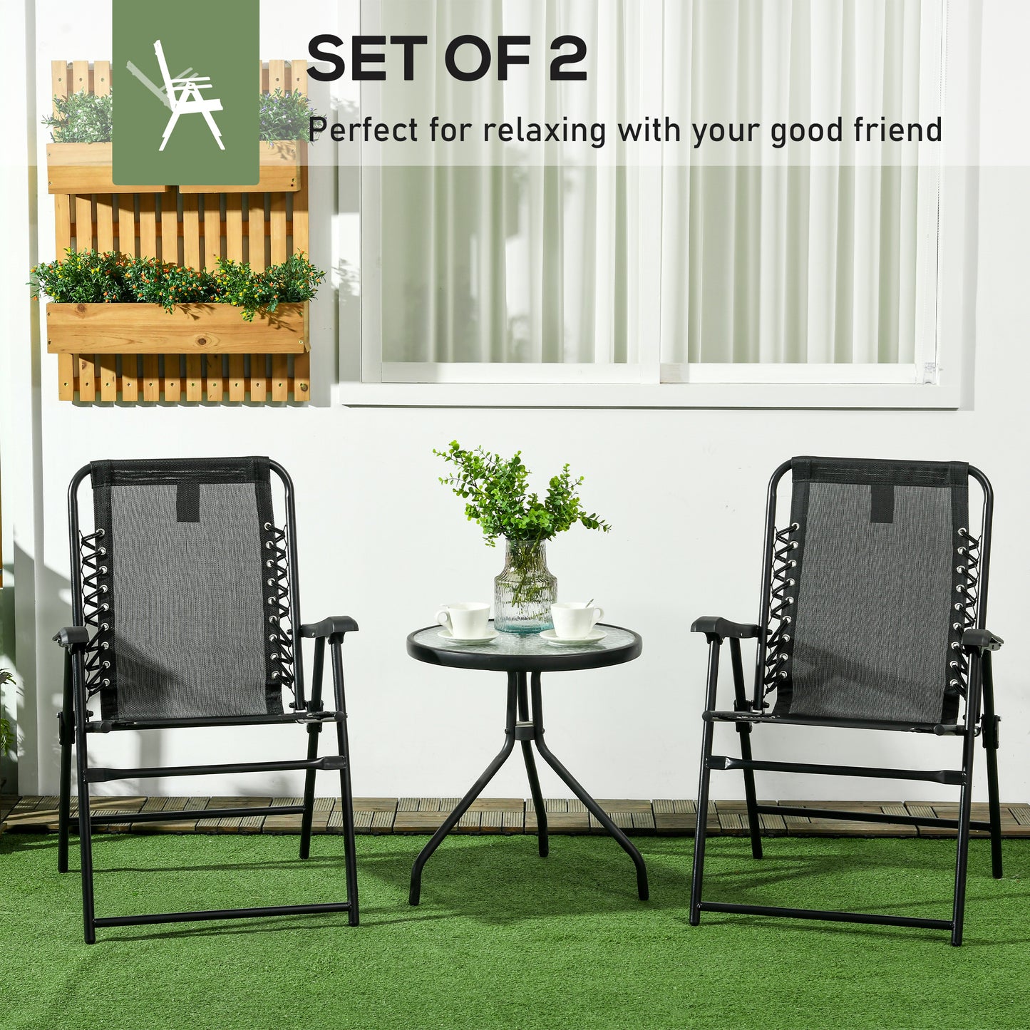 2 Pcs Patio Folding Chair Set