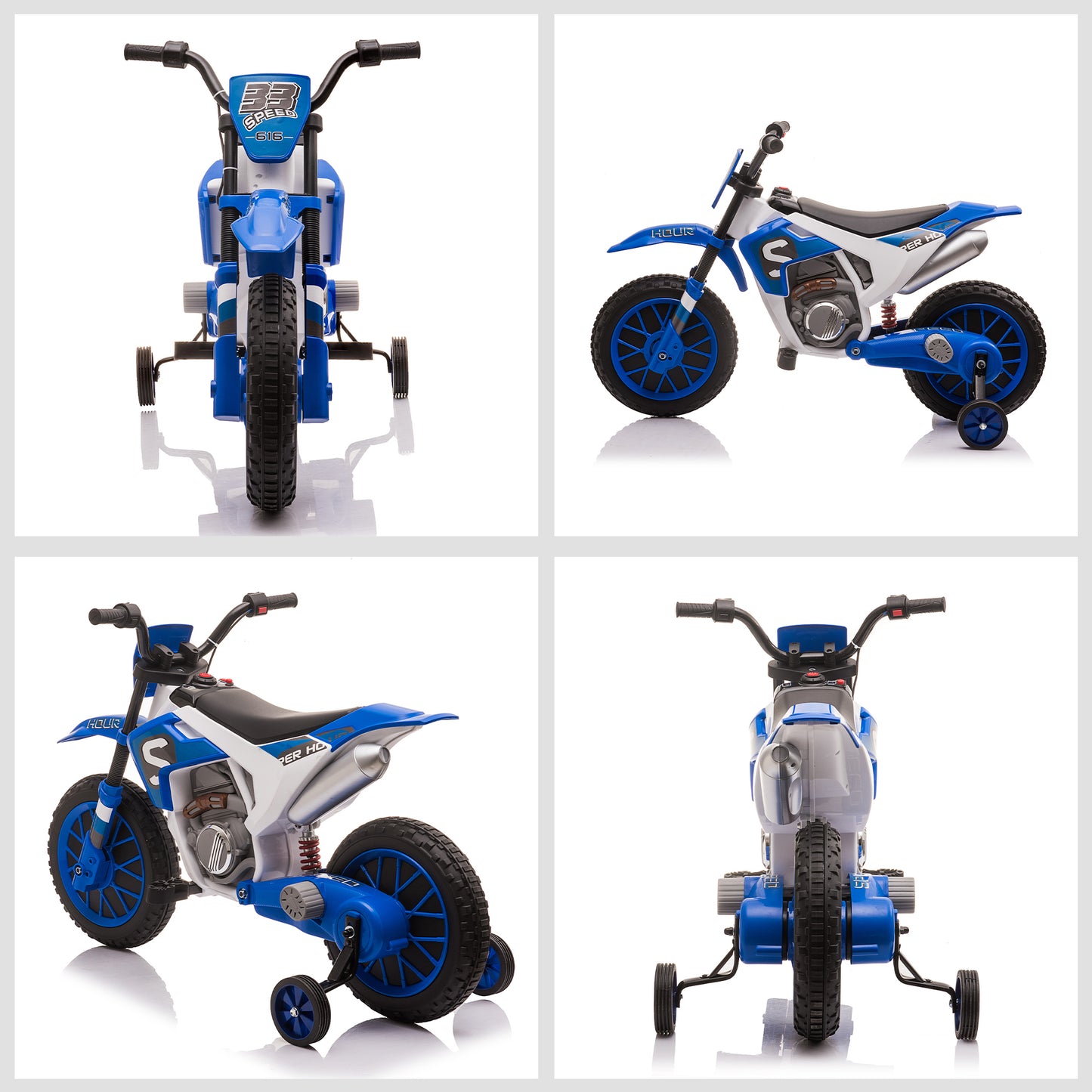 12V Kids Electric Motorcycle Ride-On, with Training Wheels