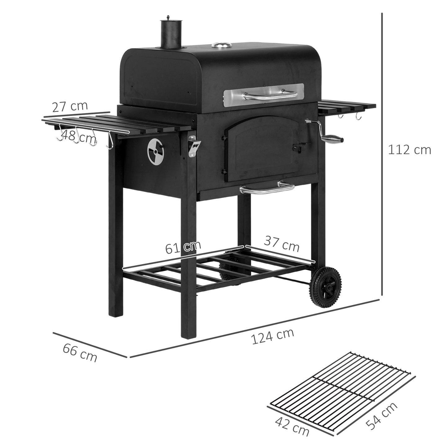 3-in-1 Charcoal BBQ, with Shelves