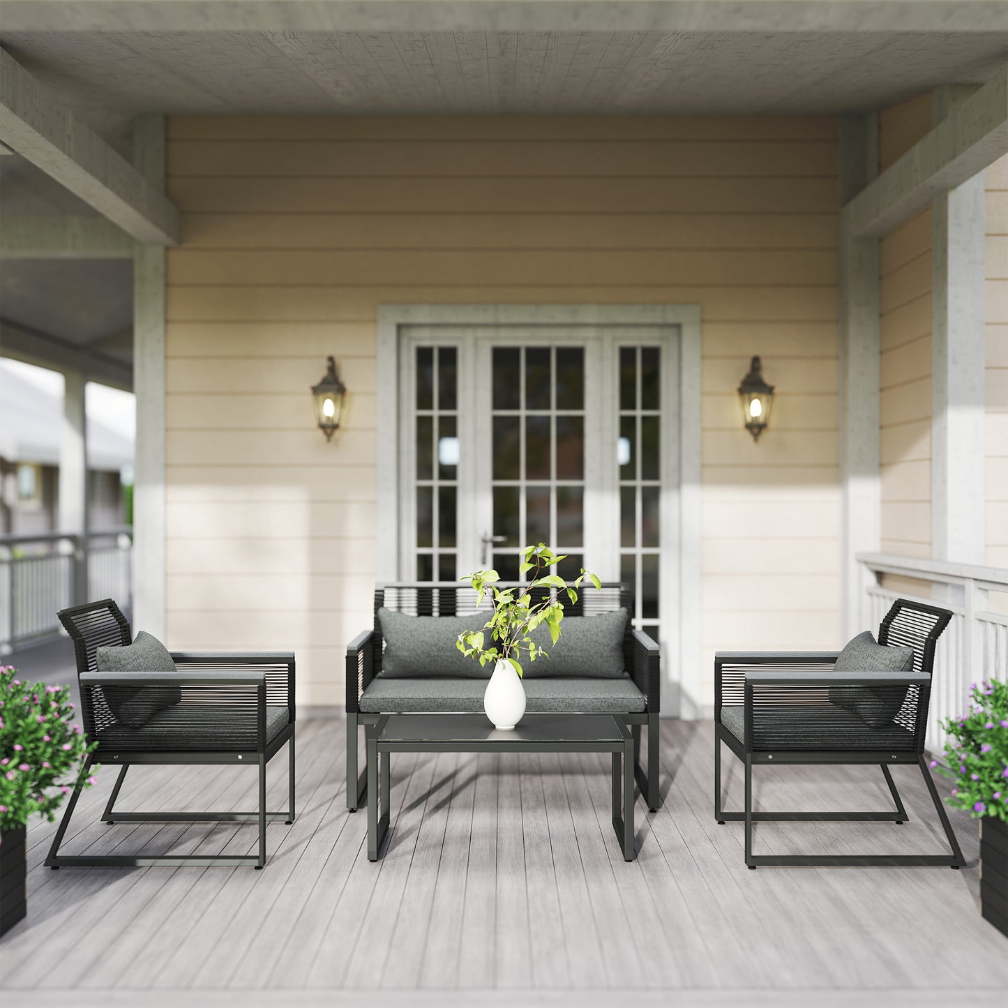 4 Pieces Rattan Garden Furniture Set (5)