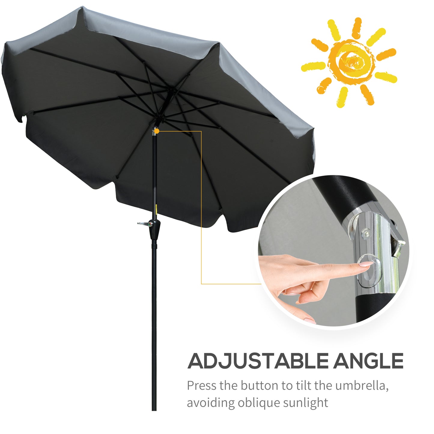 2.7m Patio Parasol Garden Umbrellas Outdoor Sun Shade Table Umbrella