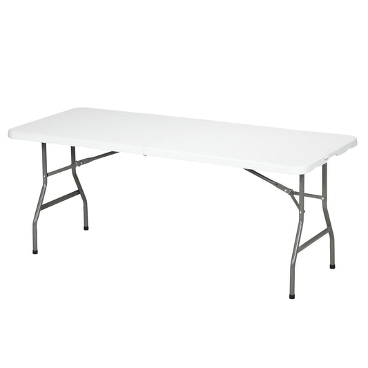 Folding Garden Table, 180 x 75cm Rectangular HDPE Outdoor Picnic