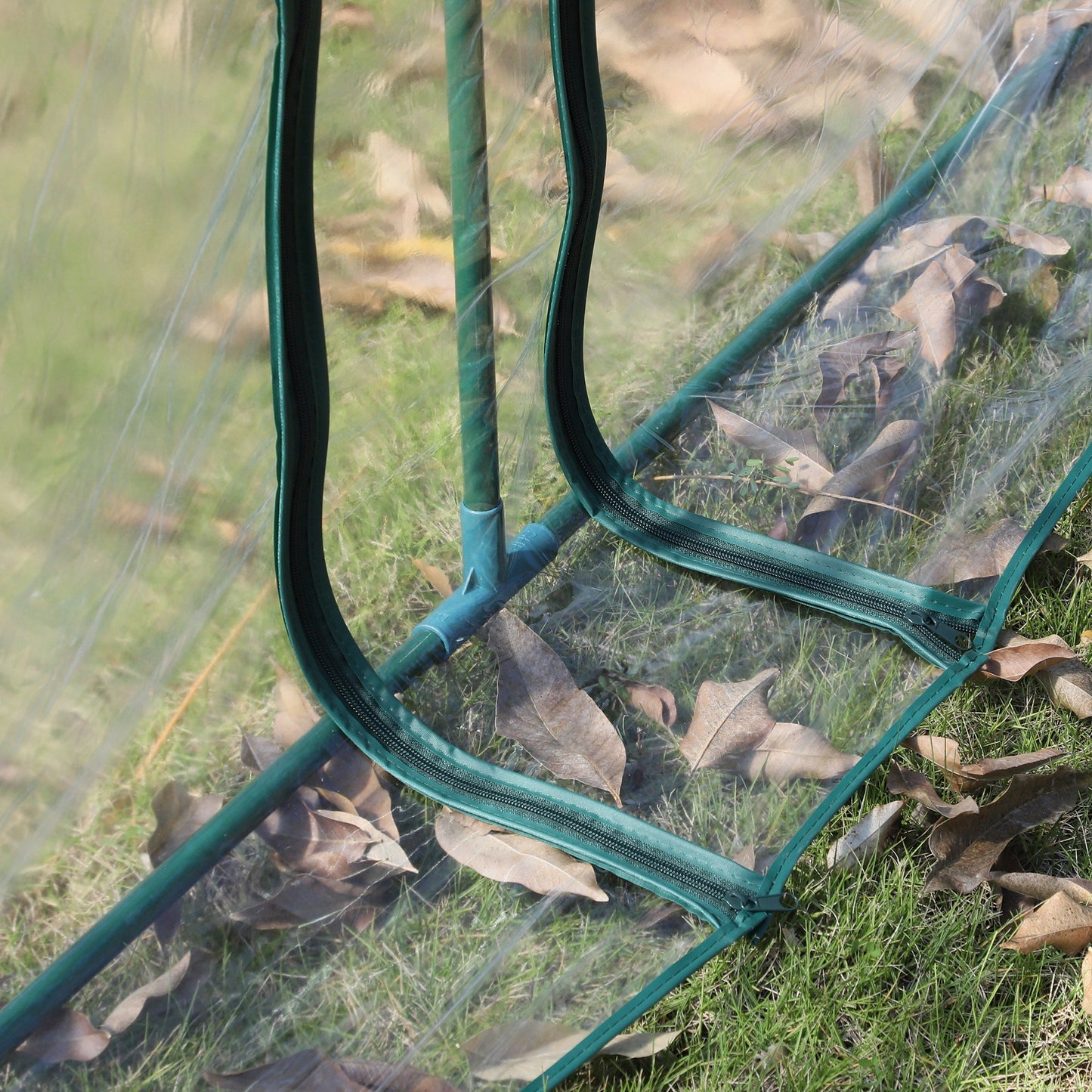 Mini Greenhouse, Small Polytunnel Green House with Zipped Doors