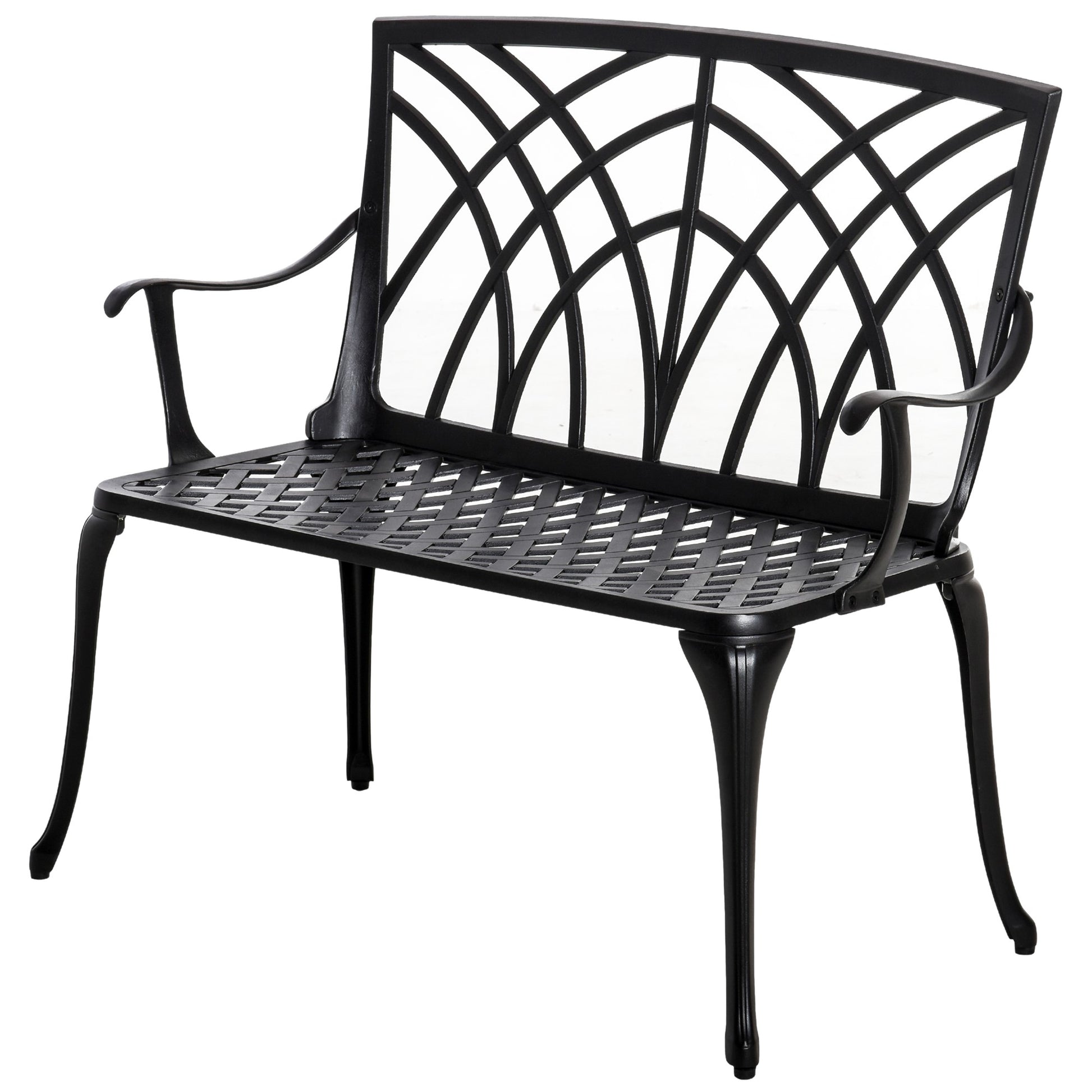 2-Seater Cast Aluminium Garden Bench Loveseat Outdoor Furniture