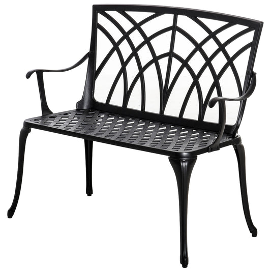 2-Seater Cast Aluminium Garden Bench Loveseat Outdoor Furniture