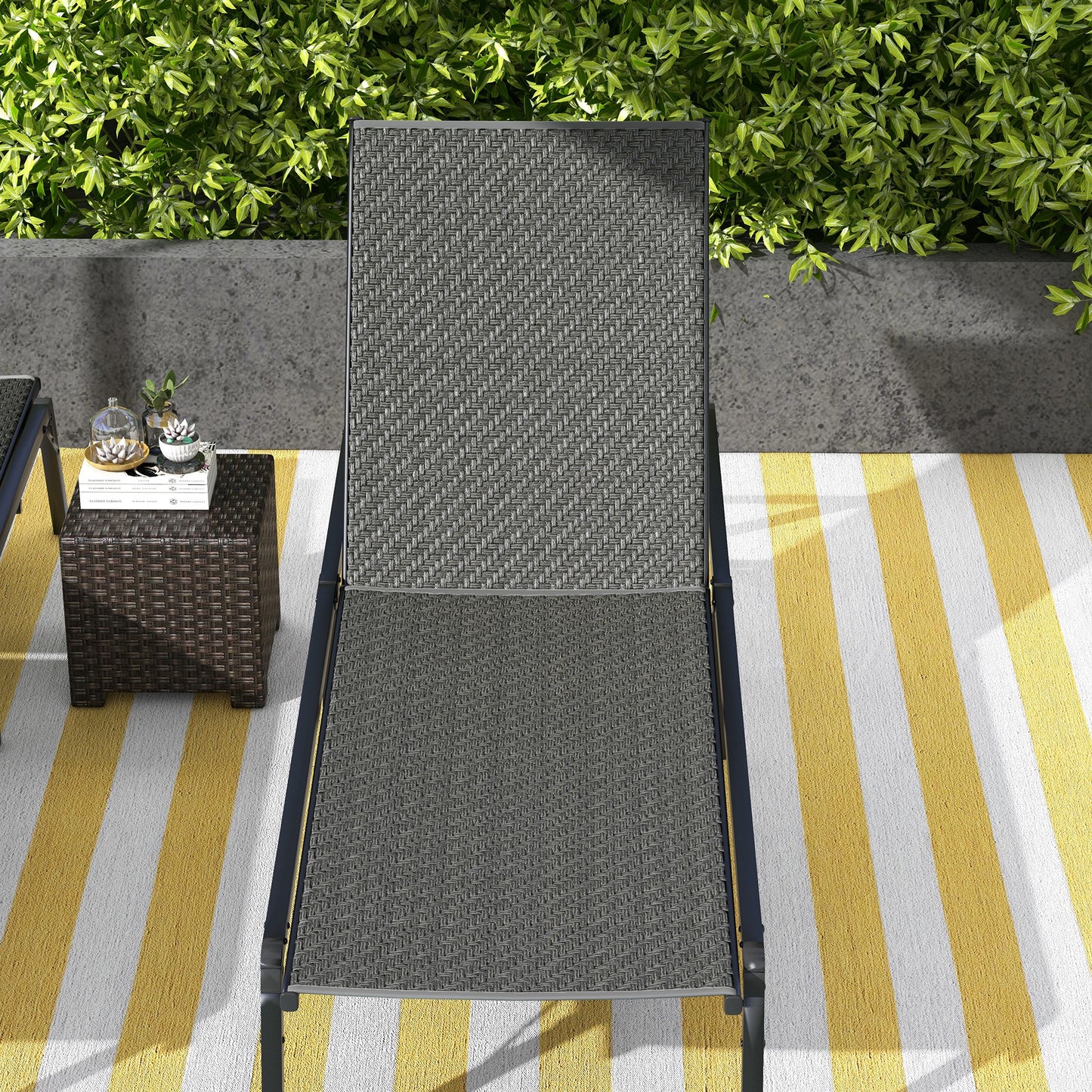 Foldable Outdoor PE Rattan Sun Lounger Set of 2