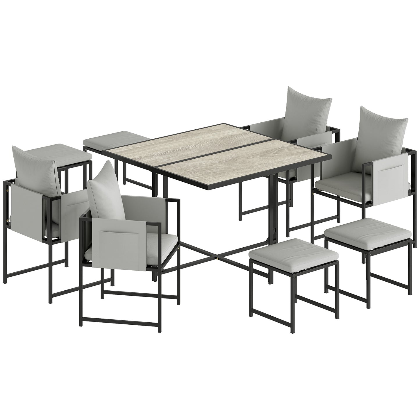 Nine-Piece Steel Frame Garden Dining Set