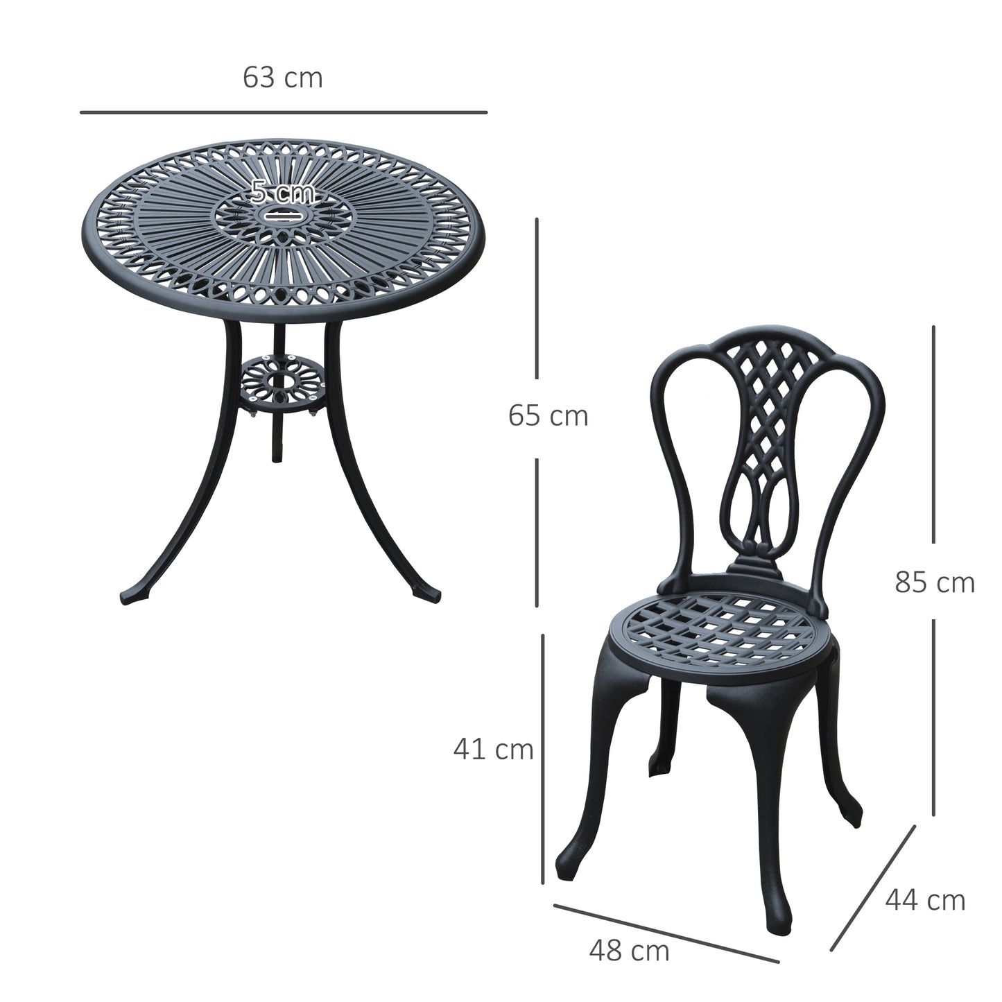 3 Piece Patio Cast Aluminium Bistro Set Garden Outdoor Furniture