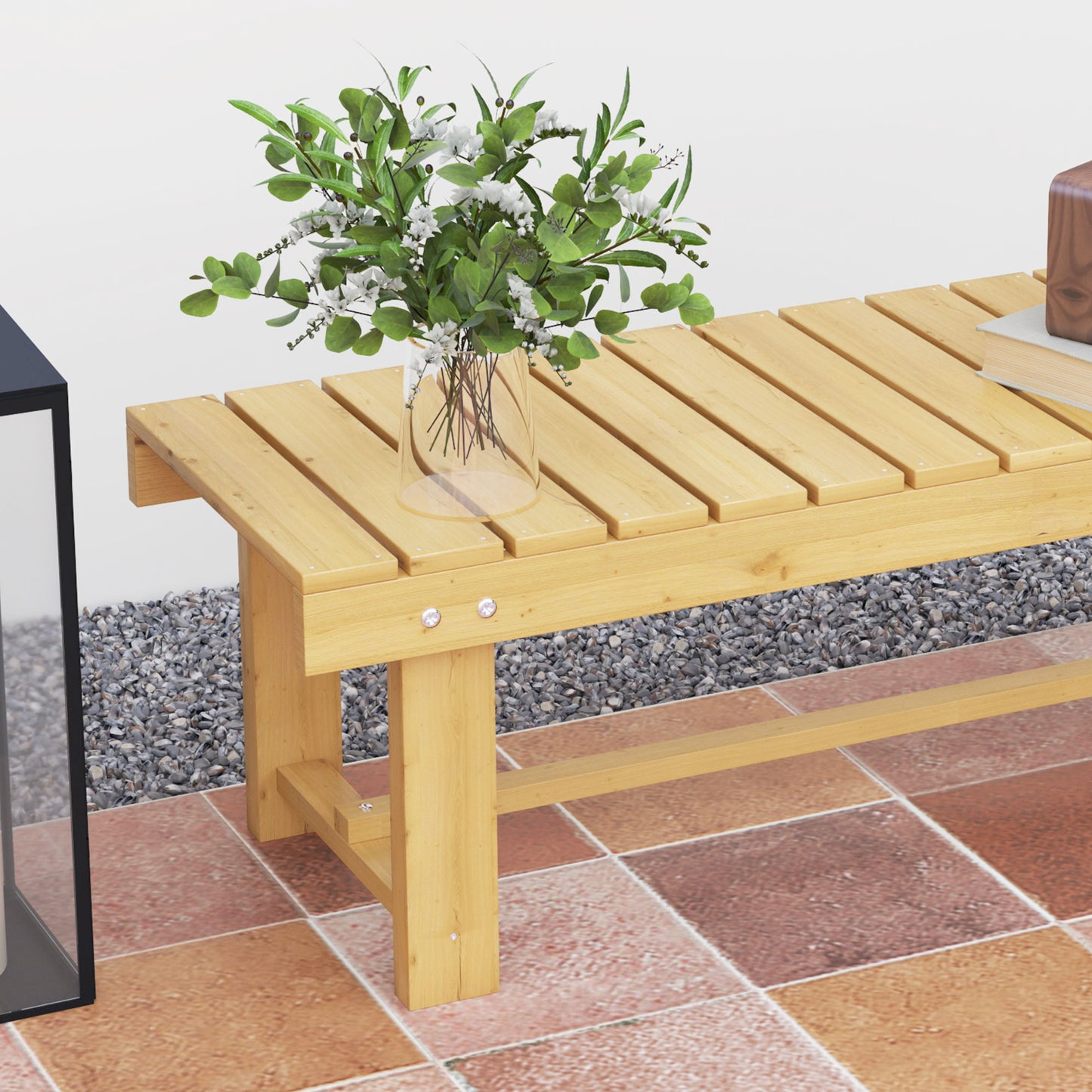 1 Piece 2-seater Outdoor Indoor Wooden Garden Bench Fir Patio