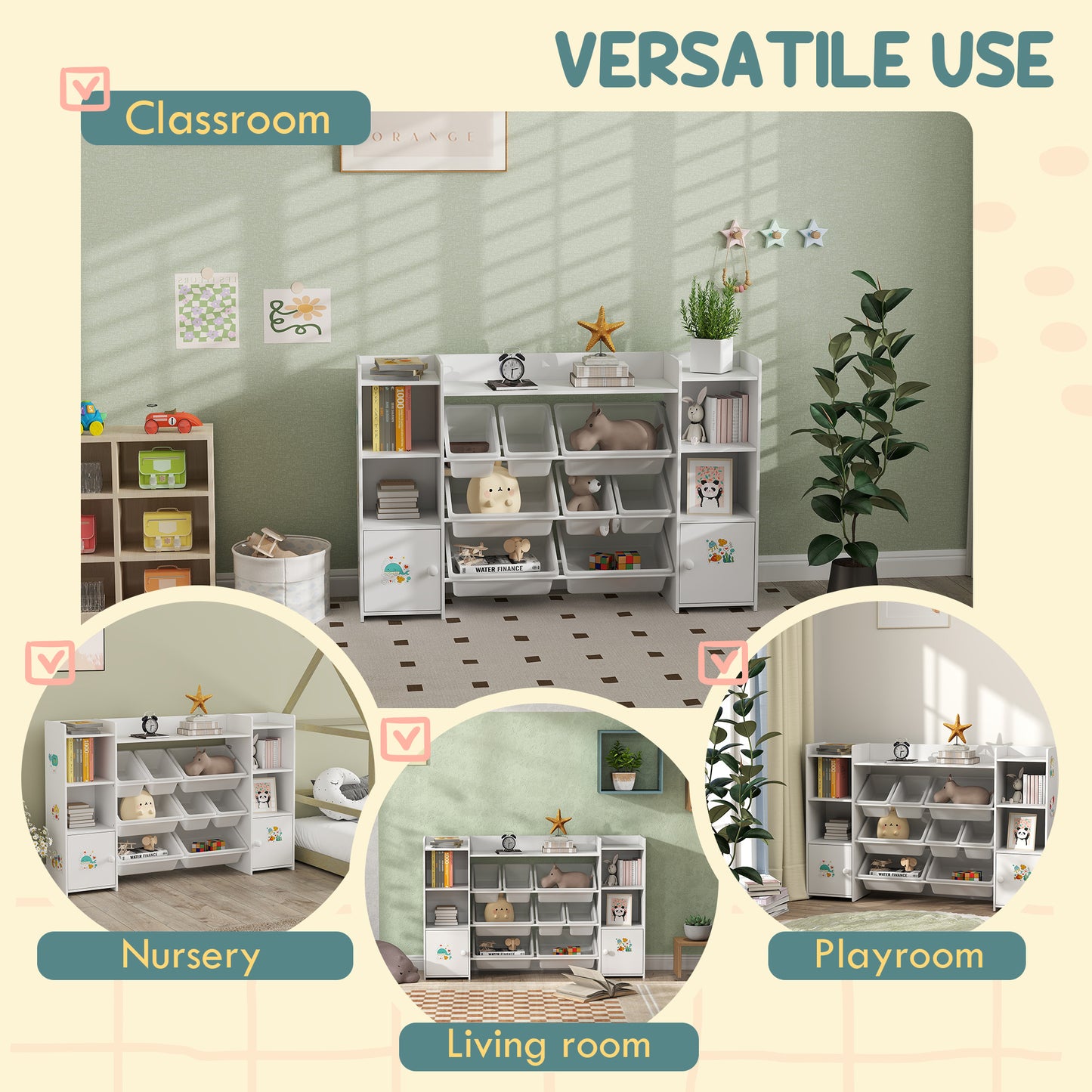 Kids Toy Organizers and Storage with 8 Removable Storage Bins
