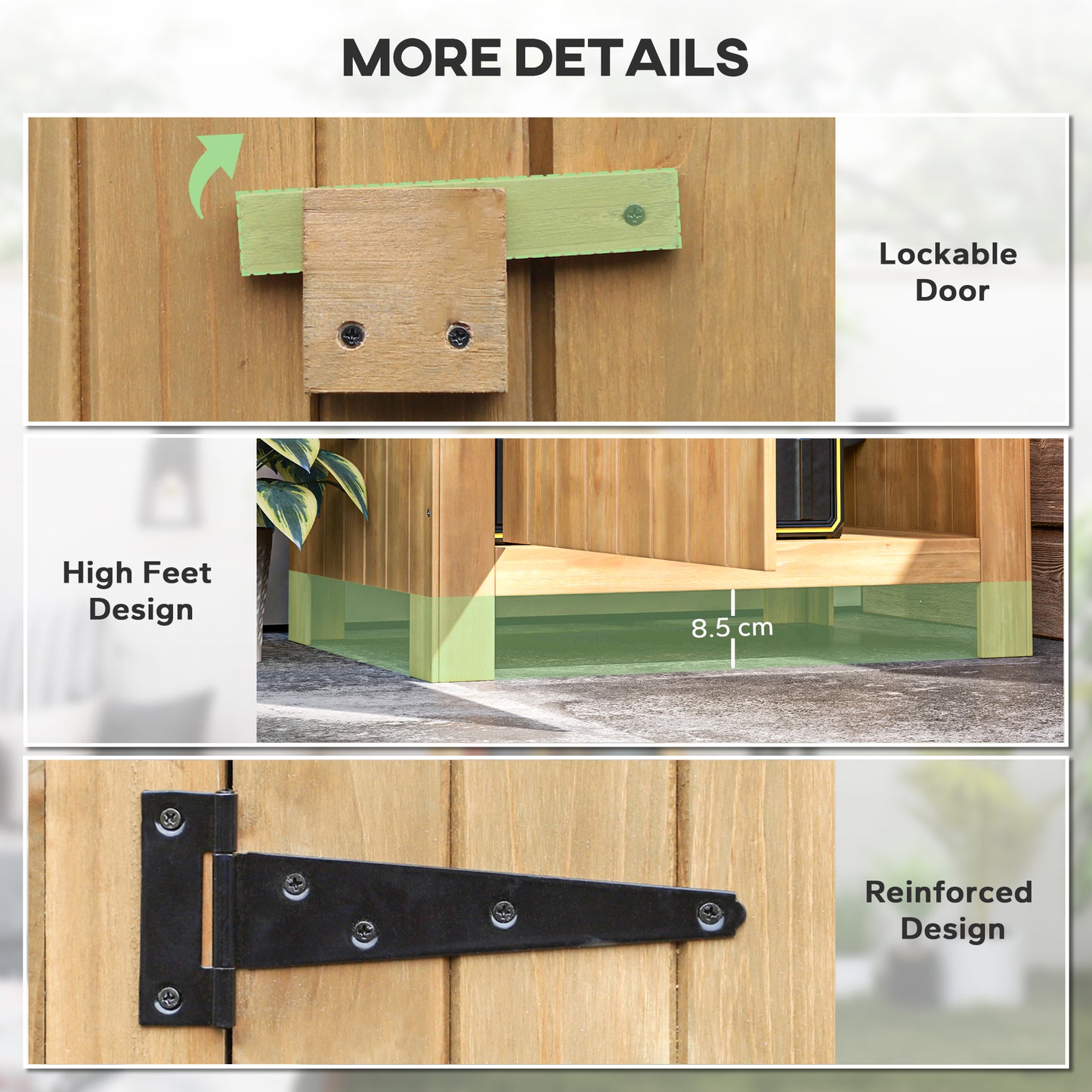 Wooden Garden Storage Shed with 3 Shelves