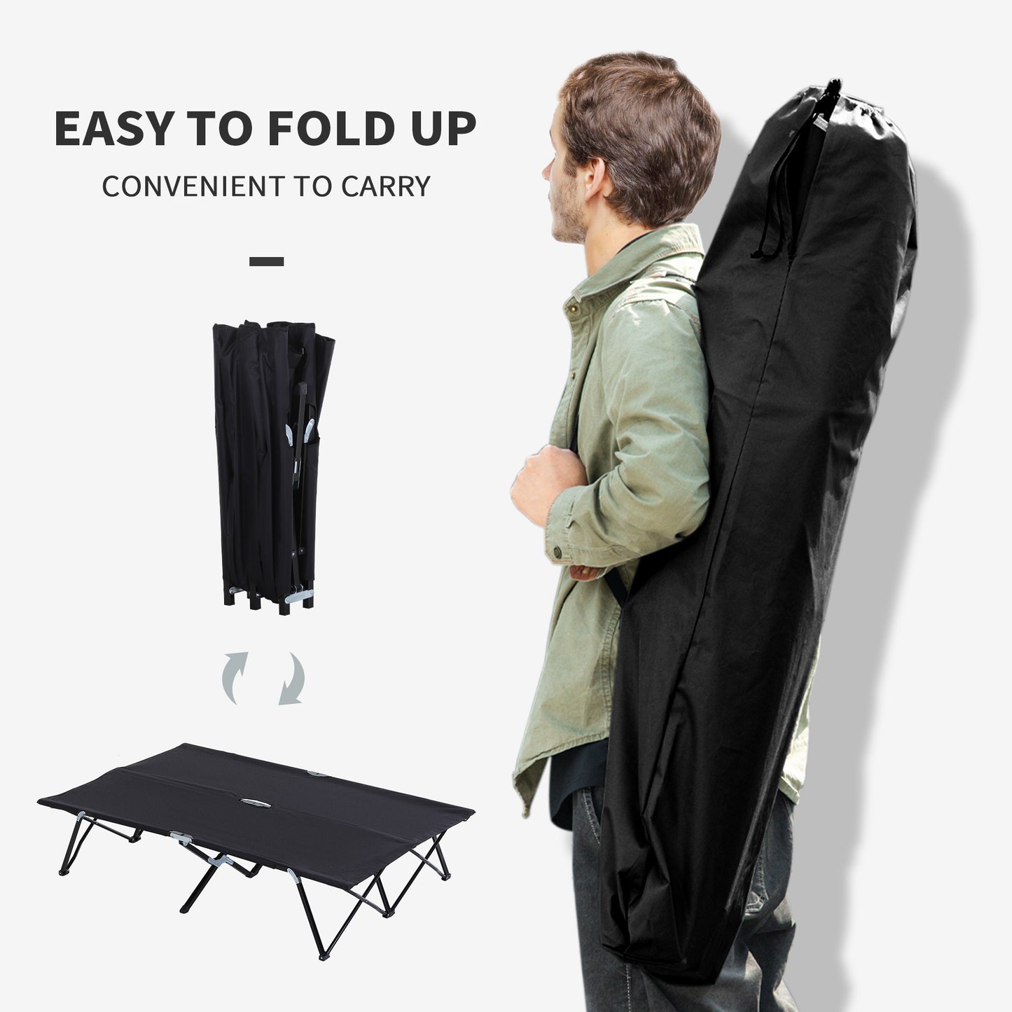 Double Camping Cot Bed, with Bag