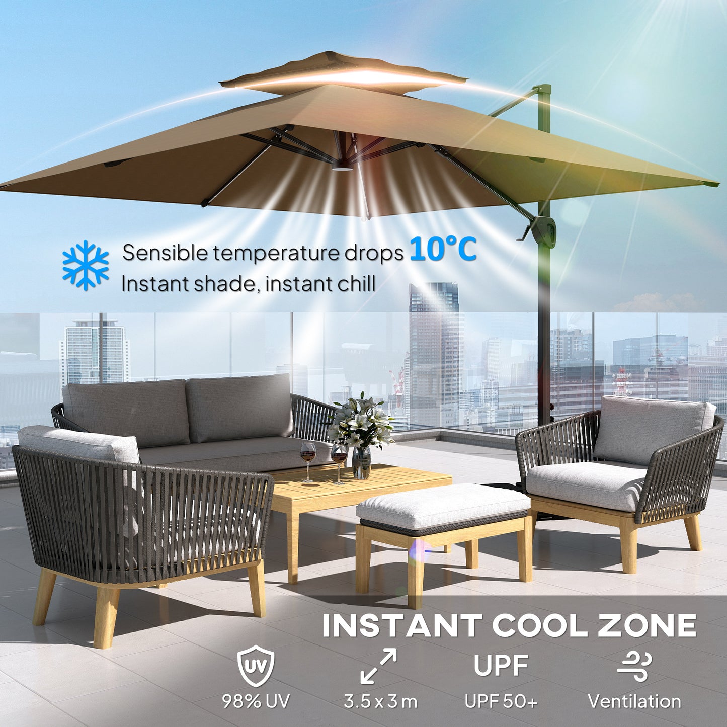 Multi-Angle LED Light Parasol Umbrella