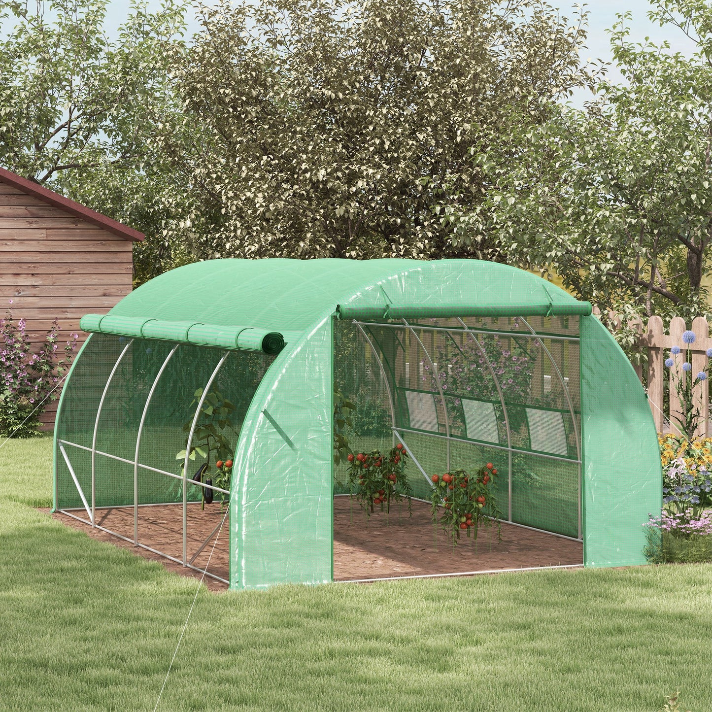 Polytunnel Greenhouse Walk-in Grow House Tent with Roll-up Sidewalls (1)
