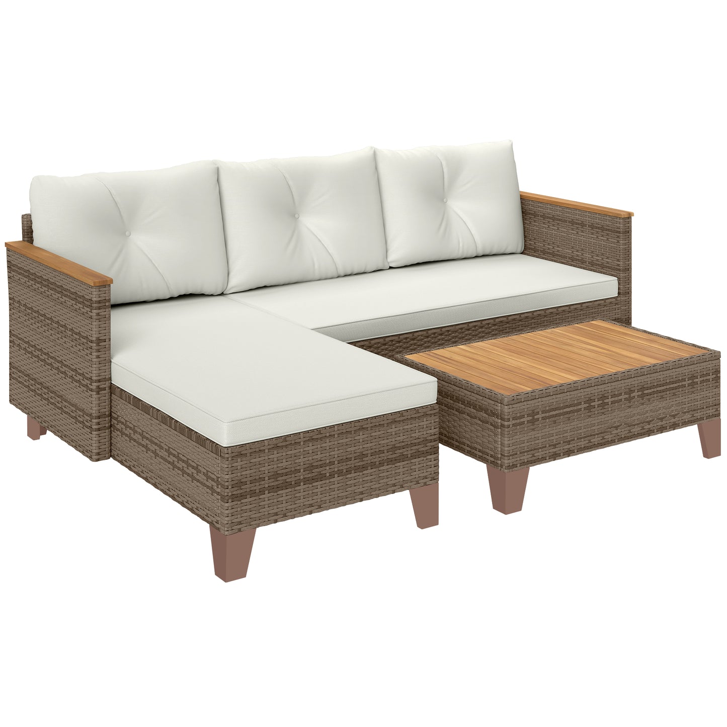 3 Pieces Rattan Garden Furniture Set