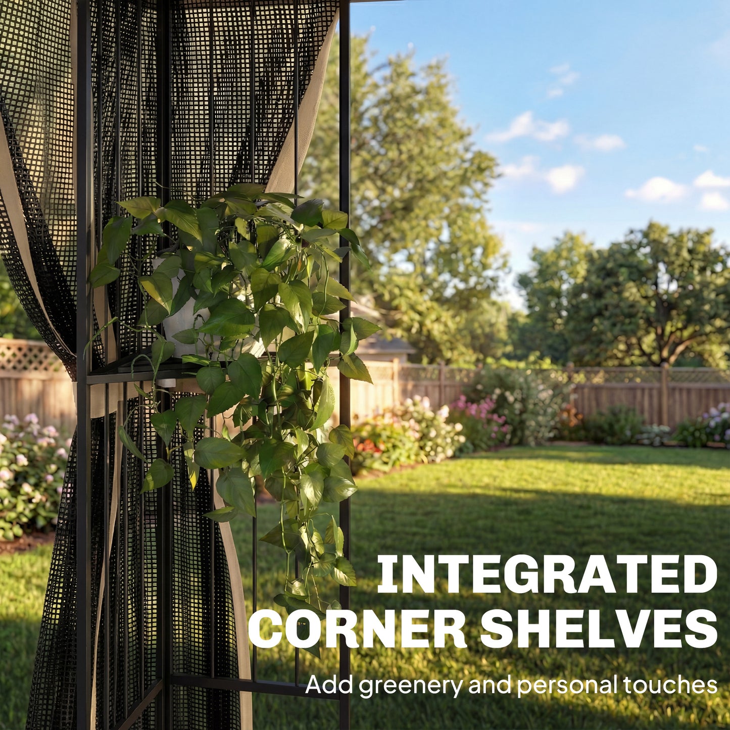 3 x 3 m Outdoor Garden Gazebo with Post Shelves