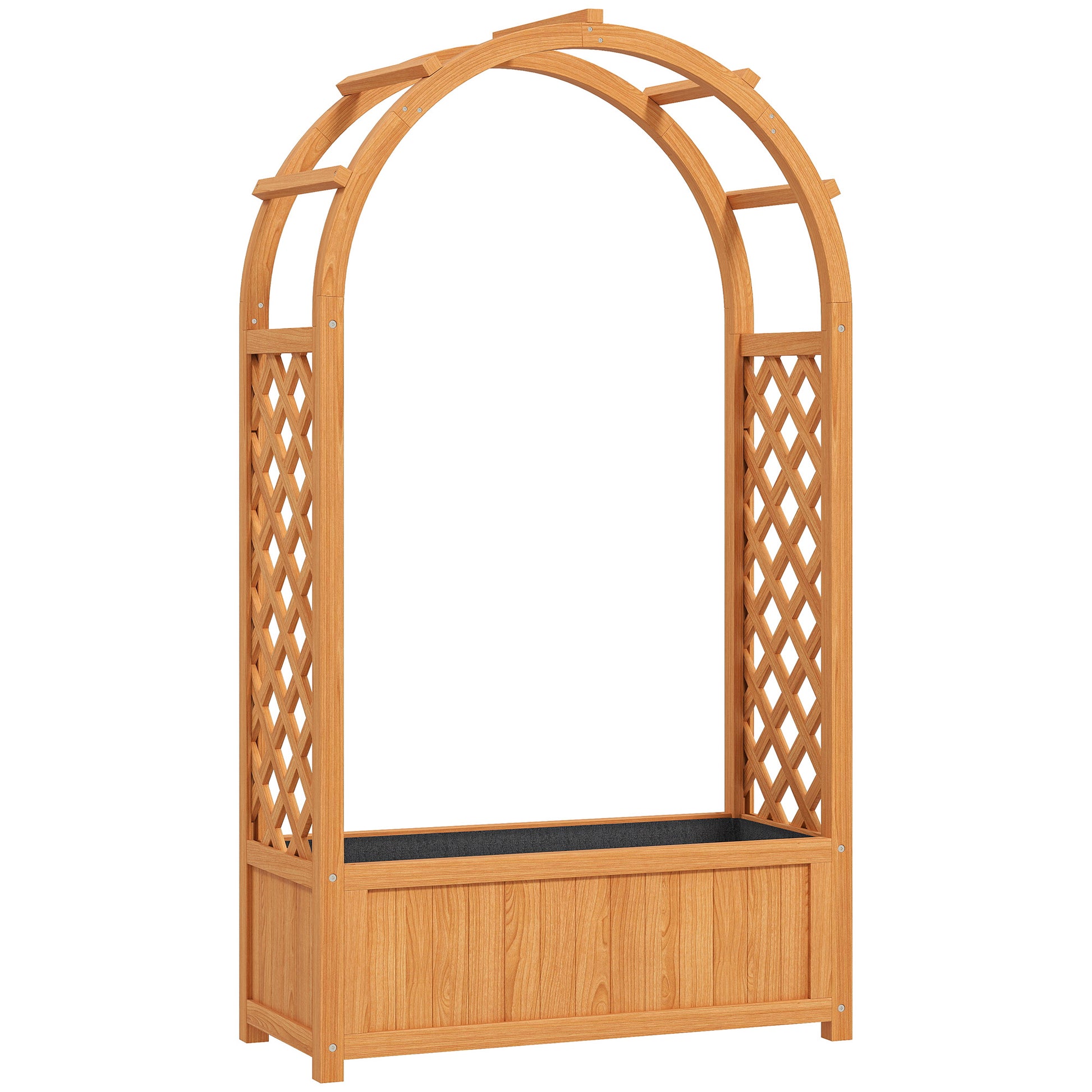 Wooden Raised Garden Bed with Trellis, Liner, Drainage Holes