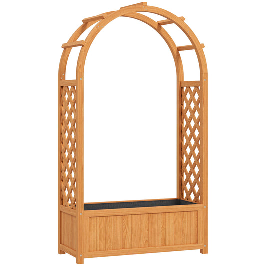 Wooden Raised Garden Bed with Trellis, Liner, Drainage Holes