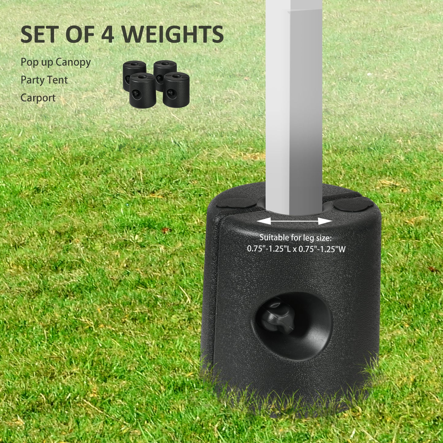 HDPE Tent Weights Set of 4, Canopy Weights, Fill with Water or Sand