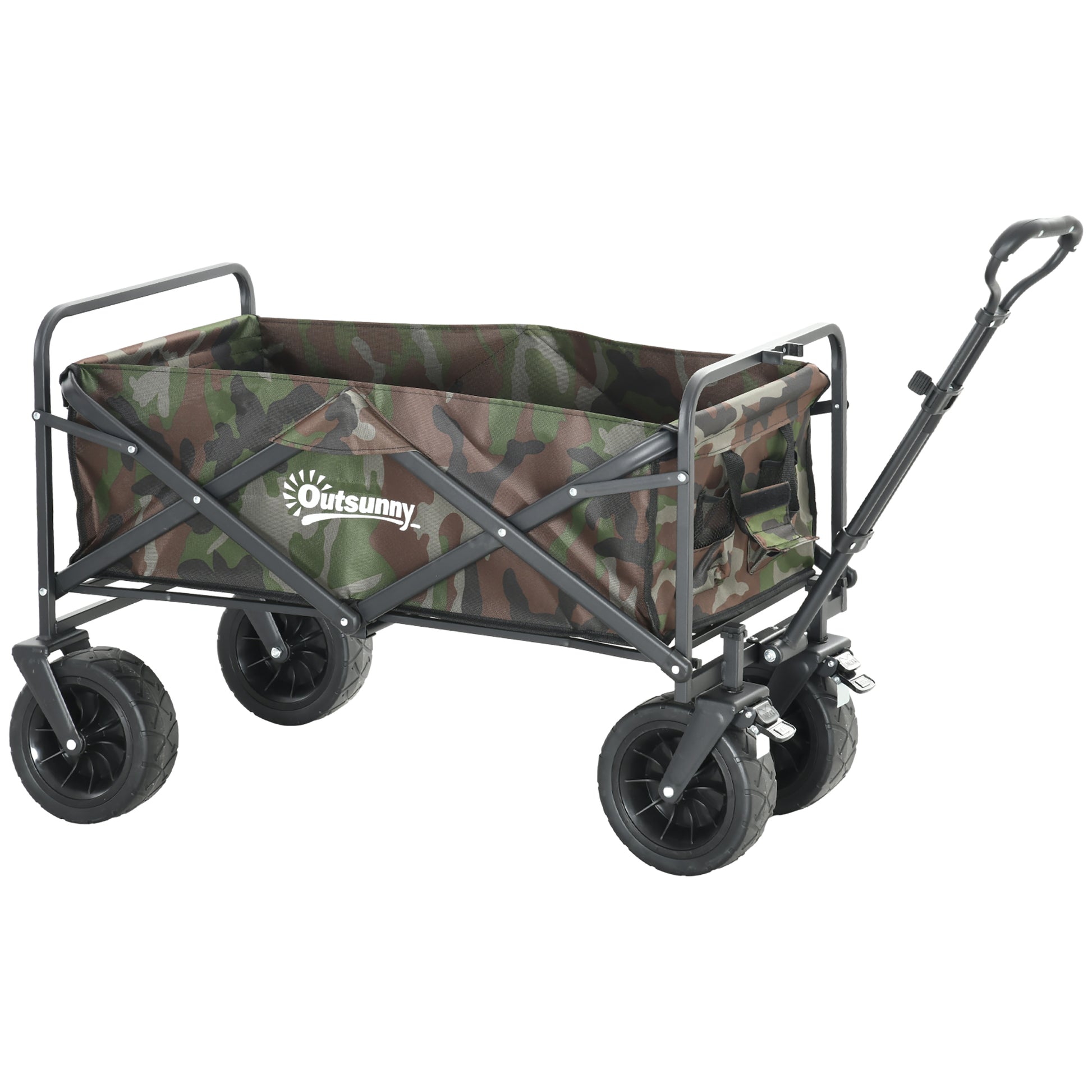 95L Folding Steel Frame Garden Trolley, with Handle
