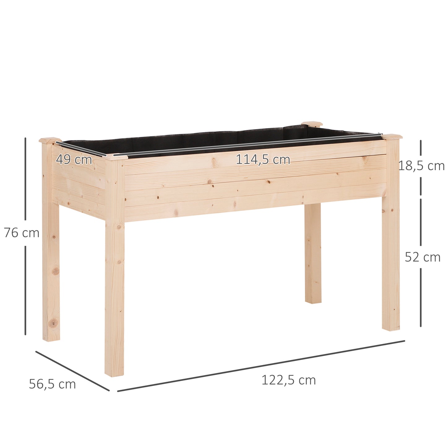 Garden Wooden Planters， Non-Woven Fabric, Rectangular Raised Bed