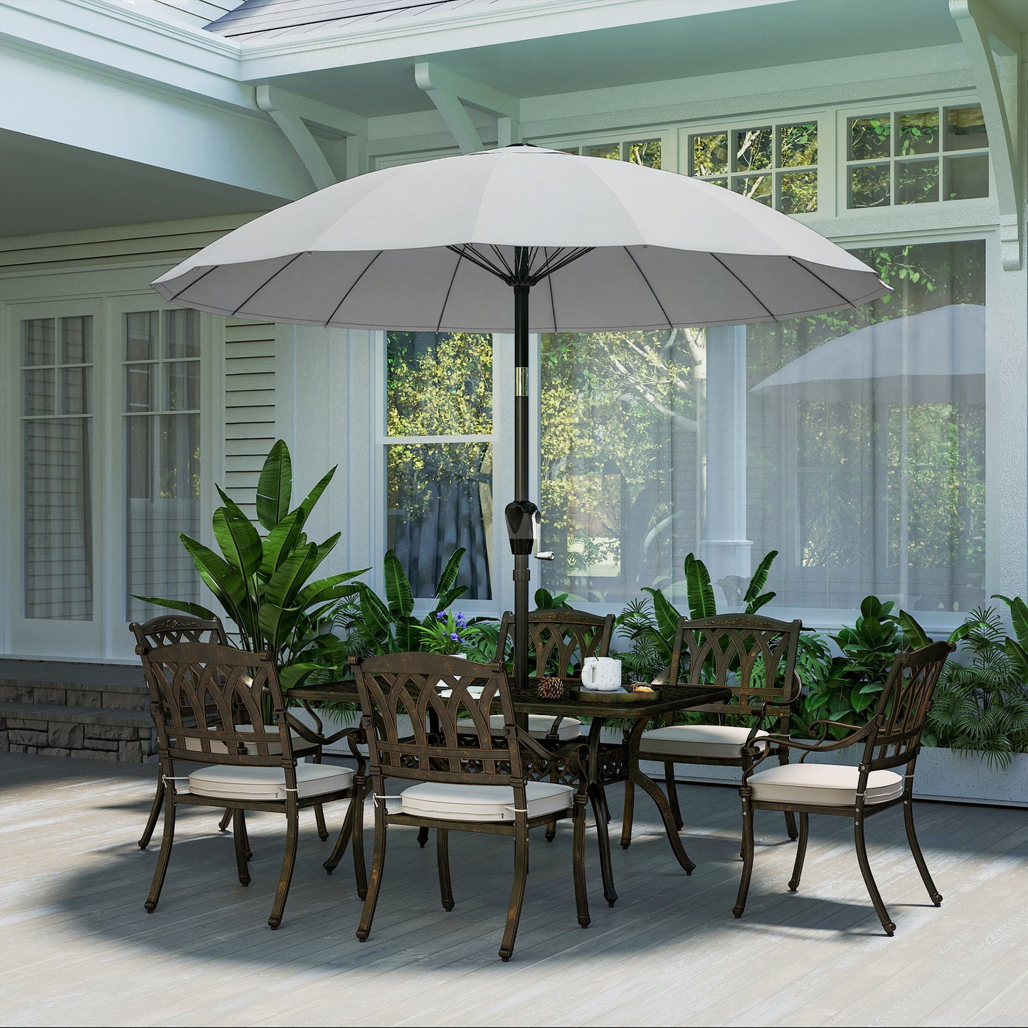 2 m Shanghai Garden Parasol Umbrella with 16 Fibreglass Ribs