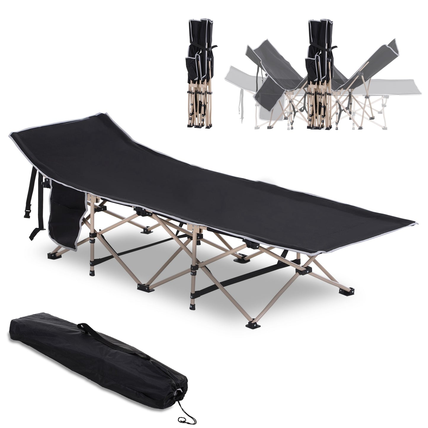 Single Person Camping Bed Folding Cot Outdoor Patio Portable