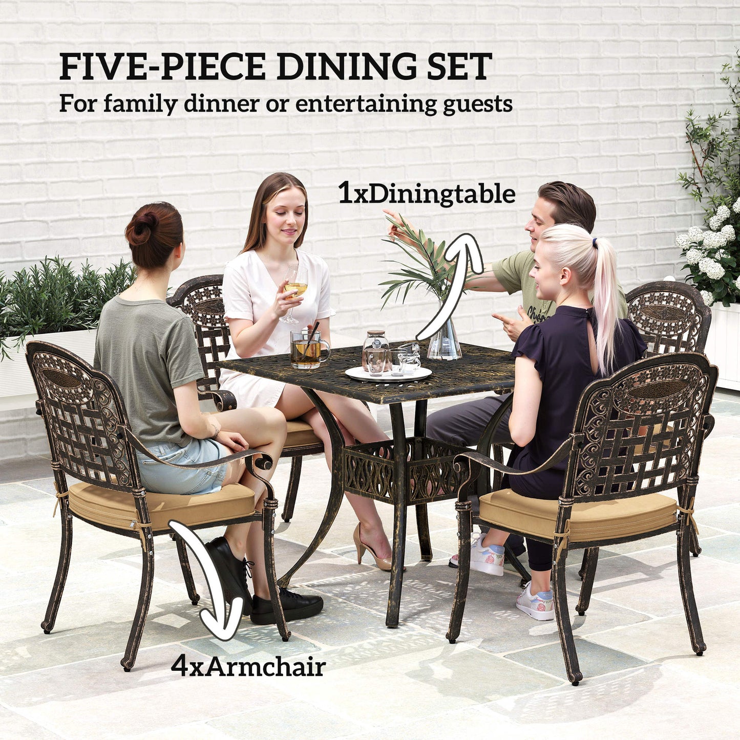 Five-Piece Cast Aluminium Garden Dining Set