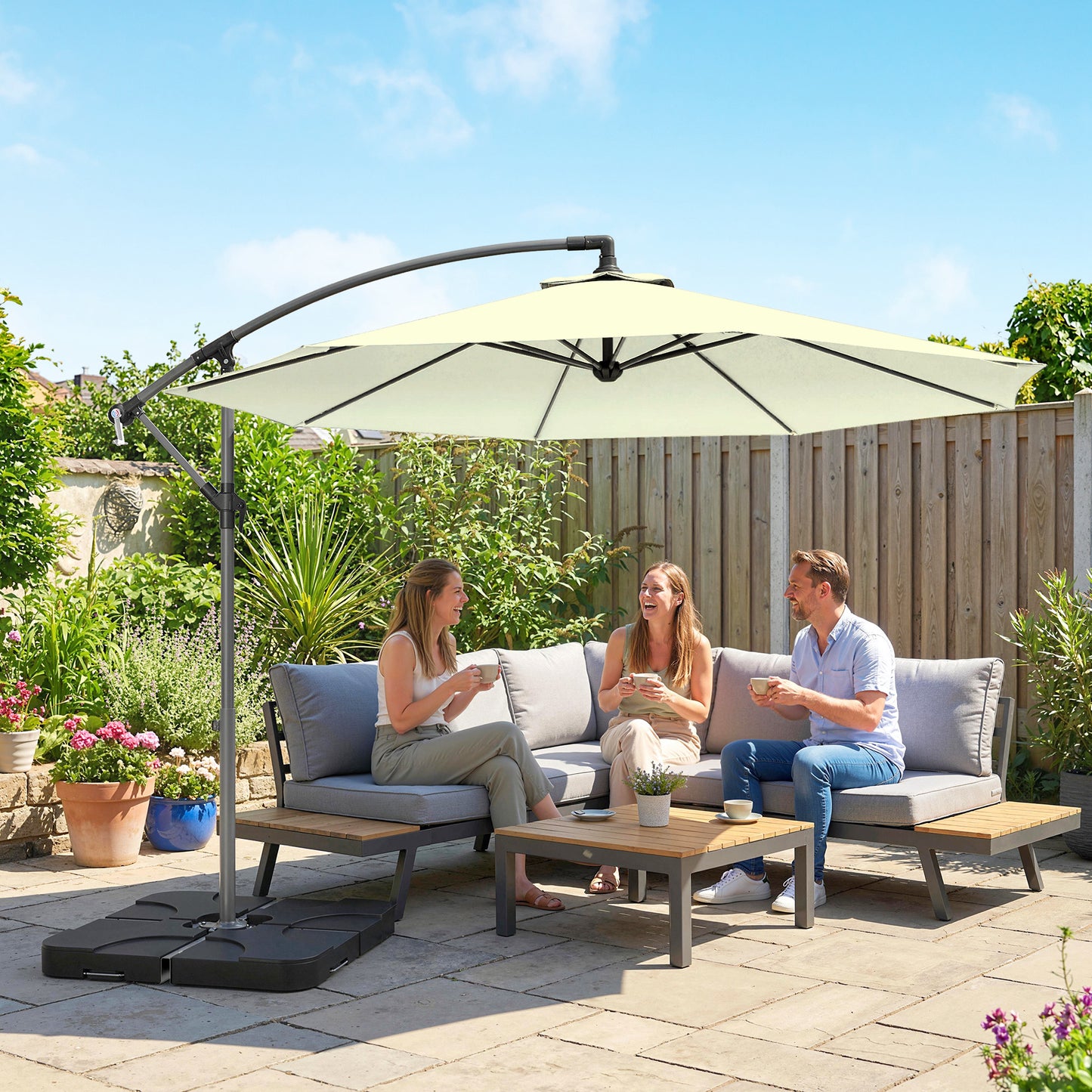 3m Overhanging Parasol, with Base, Weights and Cover