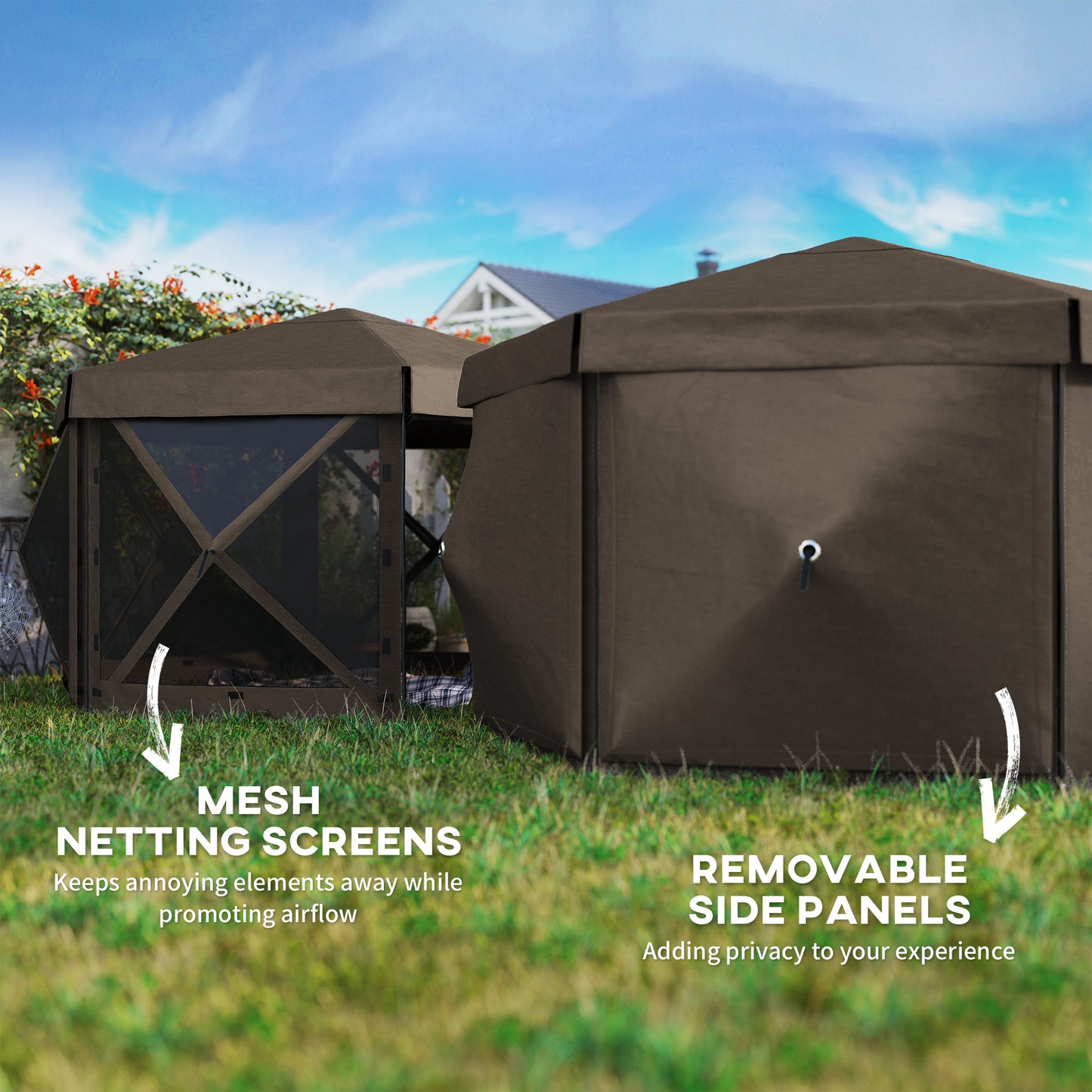 3 x 3(m) Hexagon Pop Up Gazebo with 5 Sides and Carry Bag