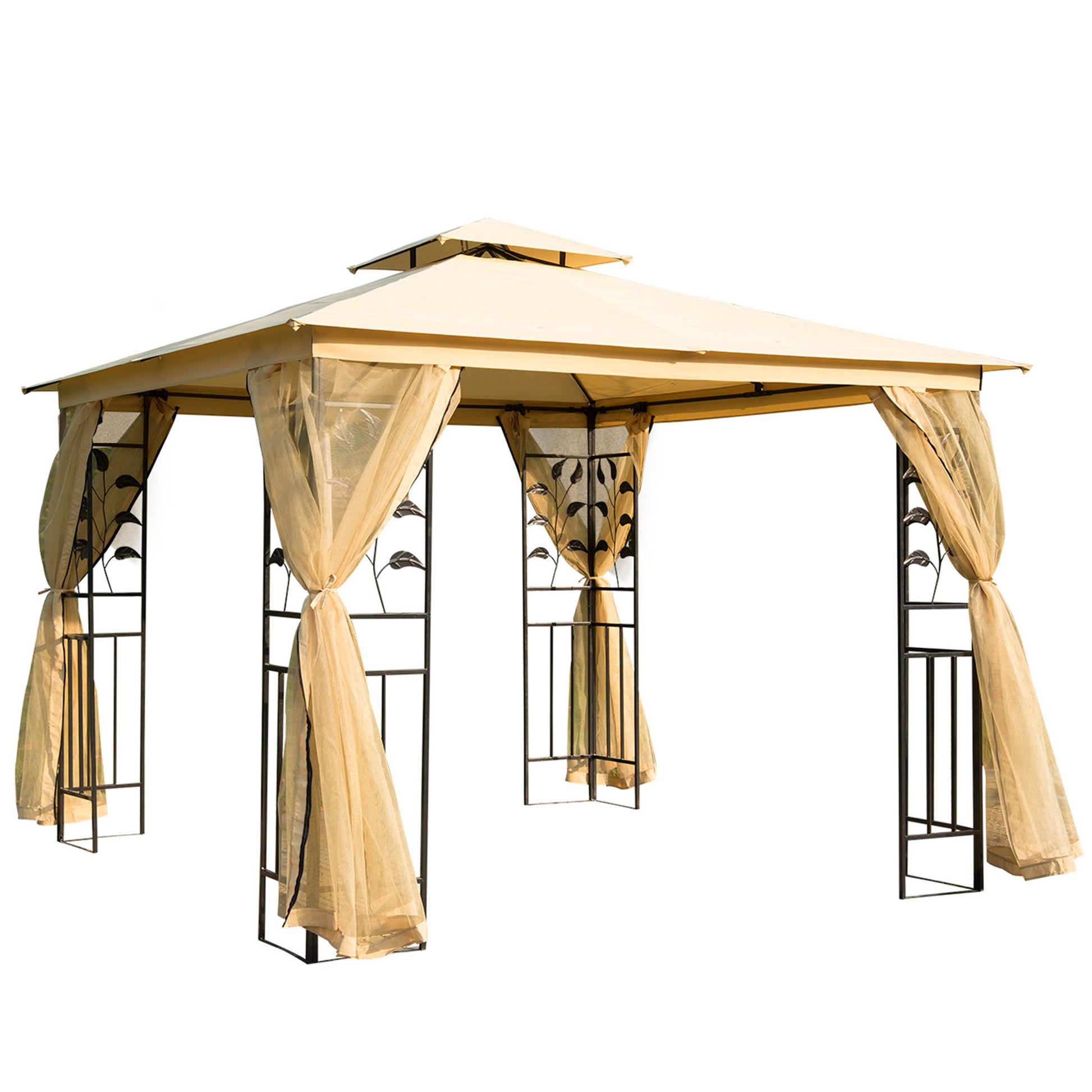 3(m) x 3(m) Garden Gazebo, Double Roof Outdoor Gazebo Canopy Shelter (1)