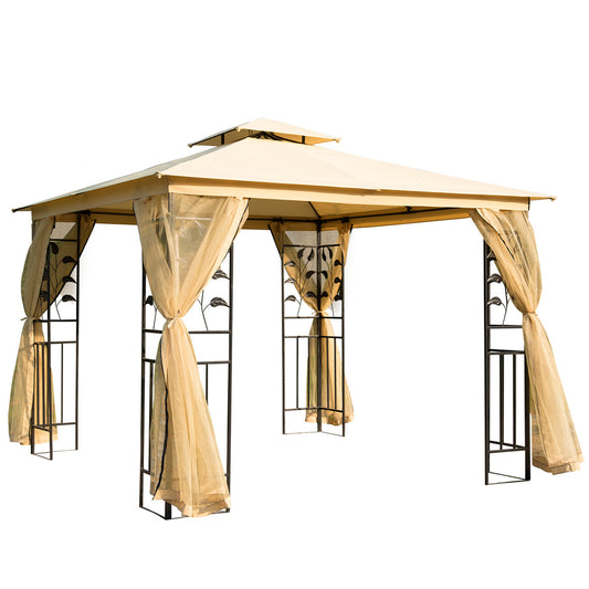 3(m) x 3(m) Garden Gazebo, Double Roof Outdoor Gazebo Canopy Shelter (1)