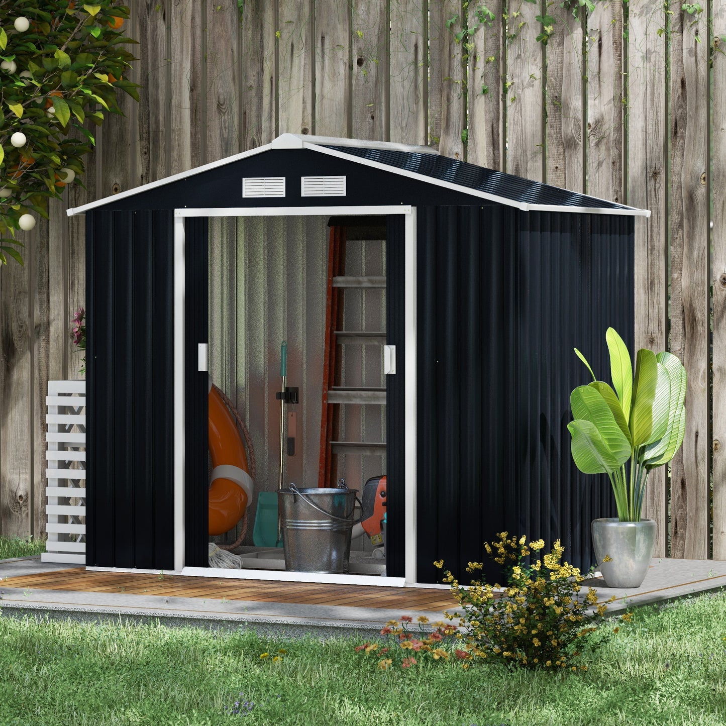 7 x 4ft Weatherproof Shed, Outdoor Bike Storage Shed