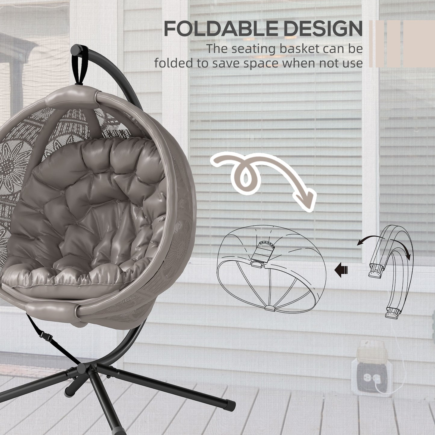 Round Egg Basket Chair, with Steel Stand
