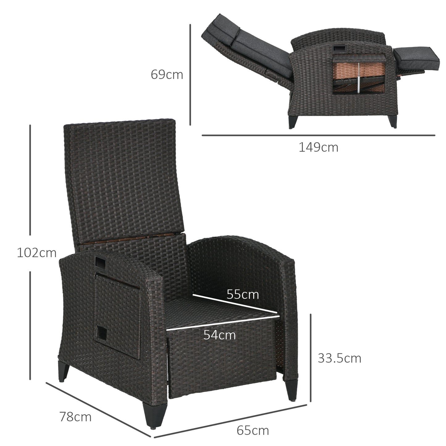 Outdoor Recliner Chair with Adjustable Backrest and Footrest (1)