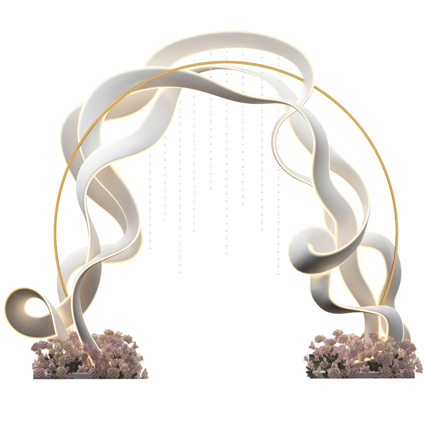 280cm Gold Backdrop Stand, Round Metal Wedding Arch