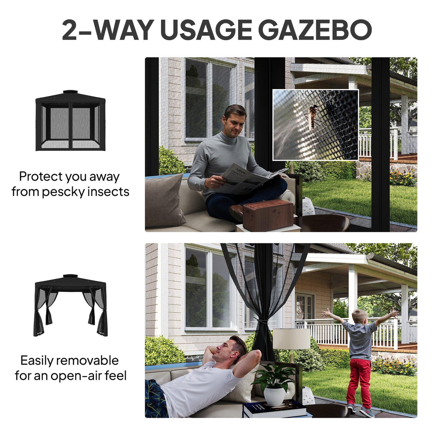 3 x 3 m Metal Gazebo, Garden Pavillion