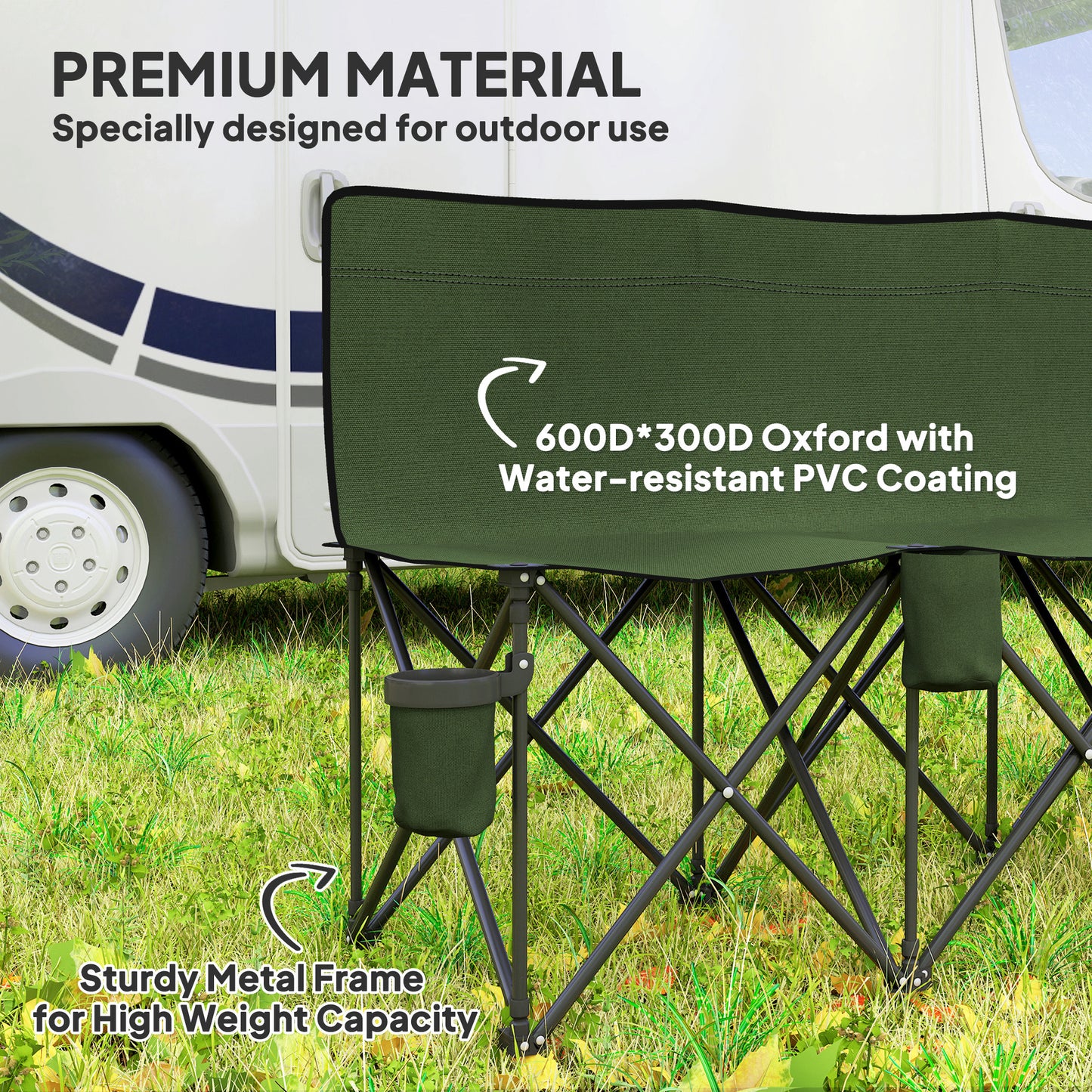 6 Seater Folding Camping Chair with Cup Holder & Carry Bag