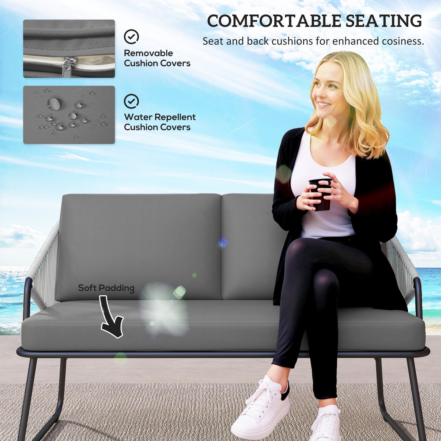 Four-Piece Rattan Strong Panel Outdoor Sofa Set