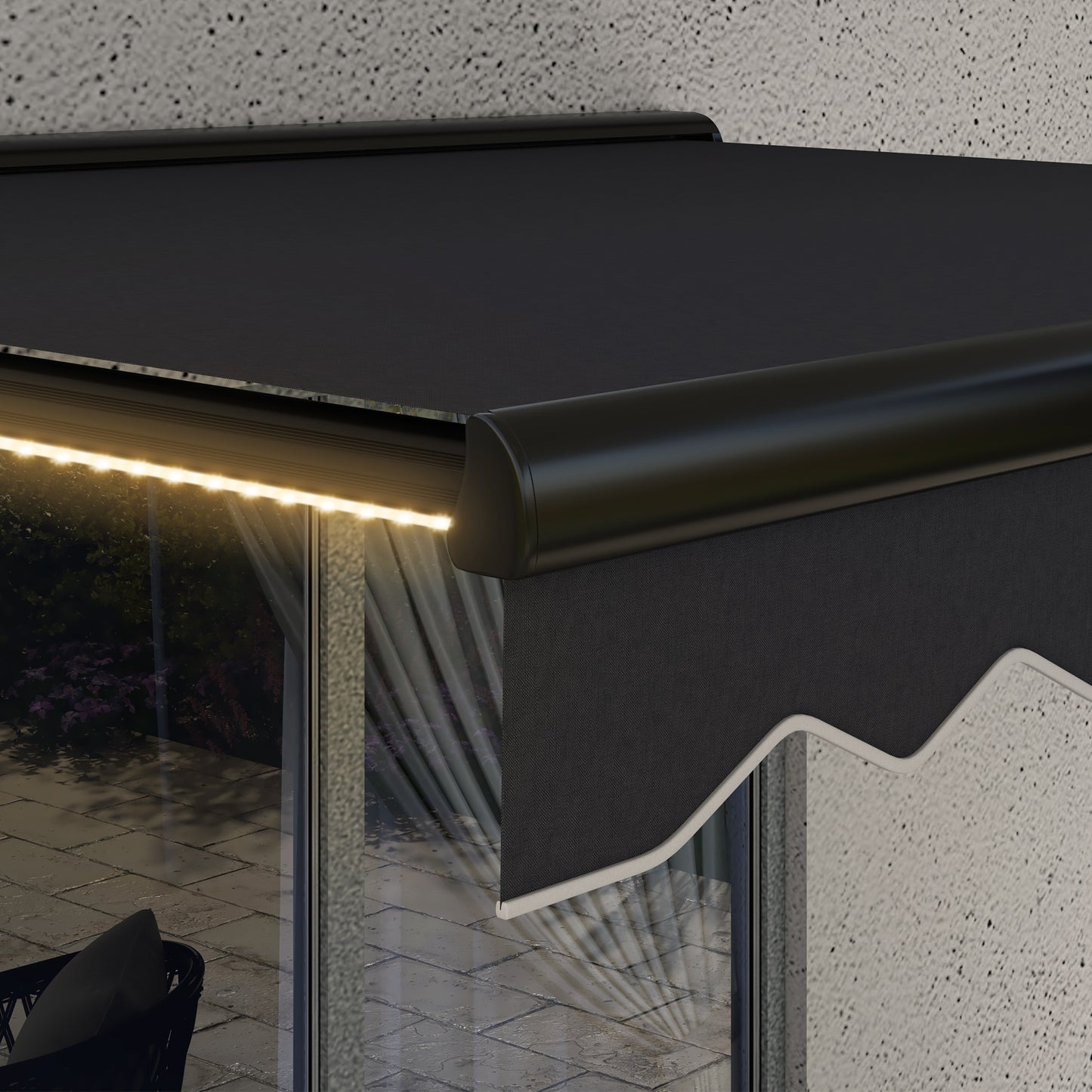 2 x 2.5m Electric Awning, with LED Light Strips