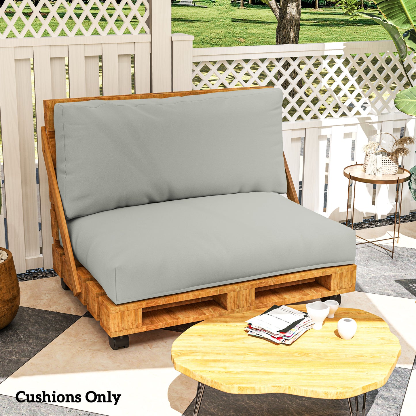 Two Piece Seat Pallet and Back Cushions