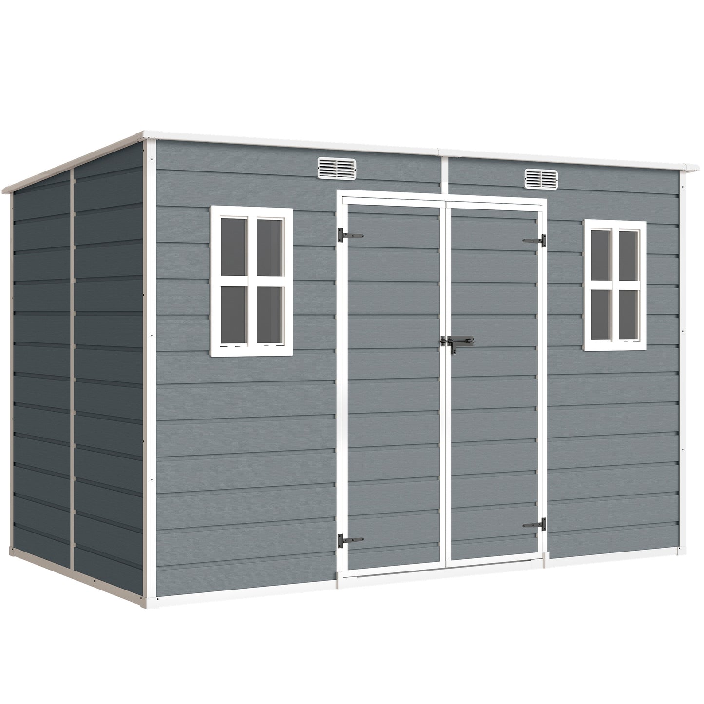 10 x 6 ft Resin Garden Shed, Outdoor Storage Shed with Floor