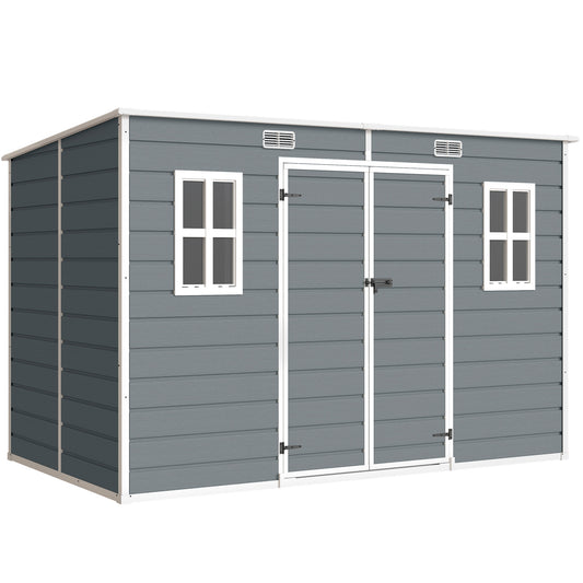 10 x 6 ft Resin Garden Shed, Outdoor Storage Shed with Floor