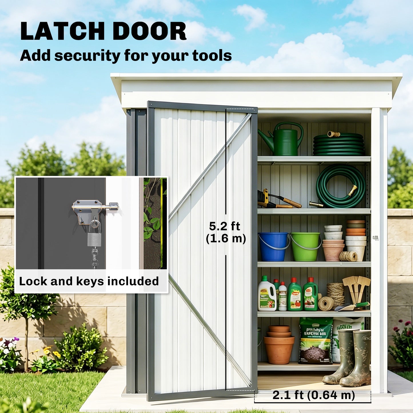 Metal Garden Shed, Outdoor Lean-to Shed for Tool Motor Bike