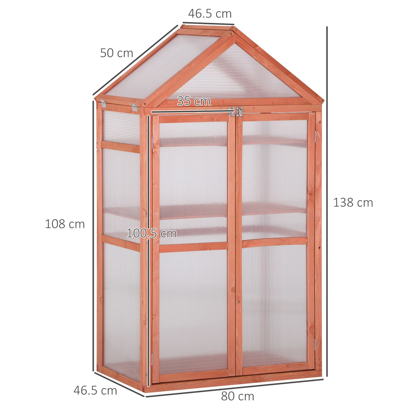 Garden Cold Frame Polycarbonate Greenhouse with Adjustable Shelves
