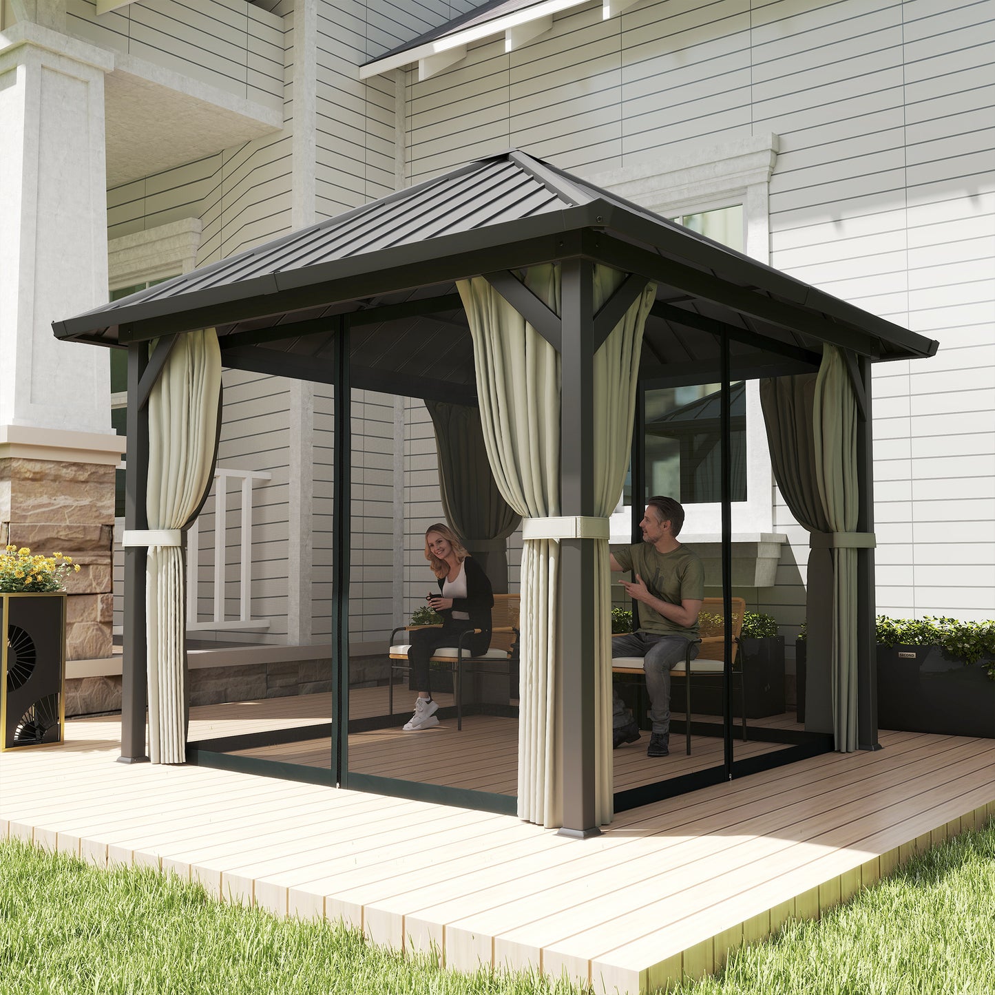 3 x 3(m) Hardtop Gazebo with Galvanised Steel Roof and Water Gutter (1)